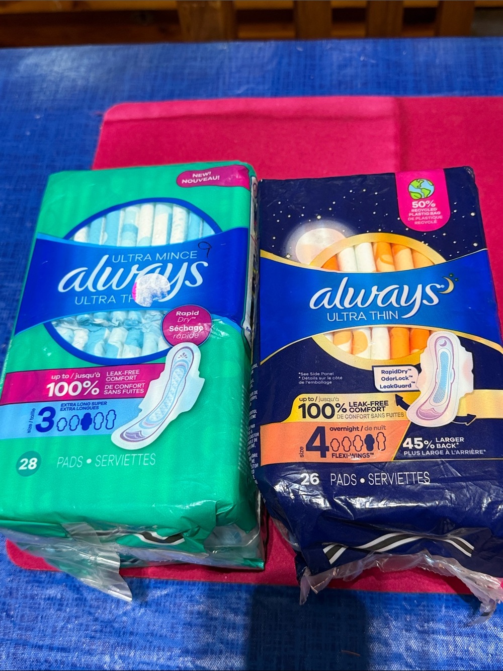 Always Ultra Thin & Ultra Mince Pads - Blue, Teal, Navy